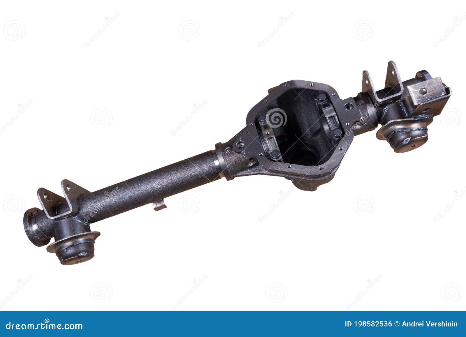 front axle casing of a car on a white background