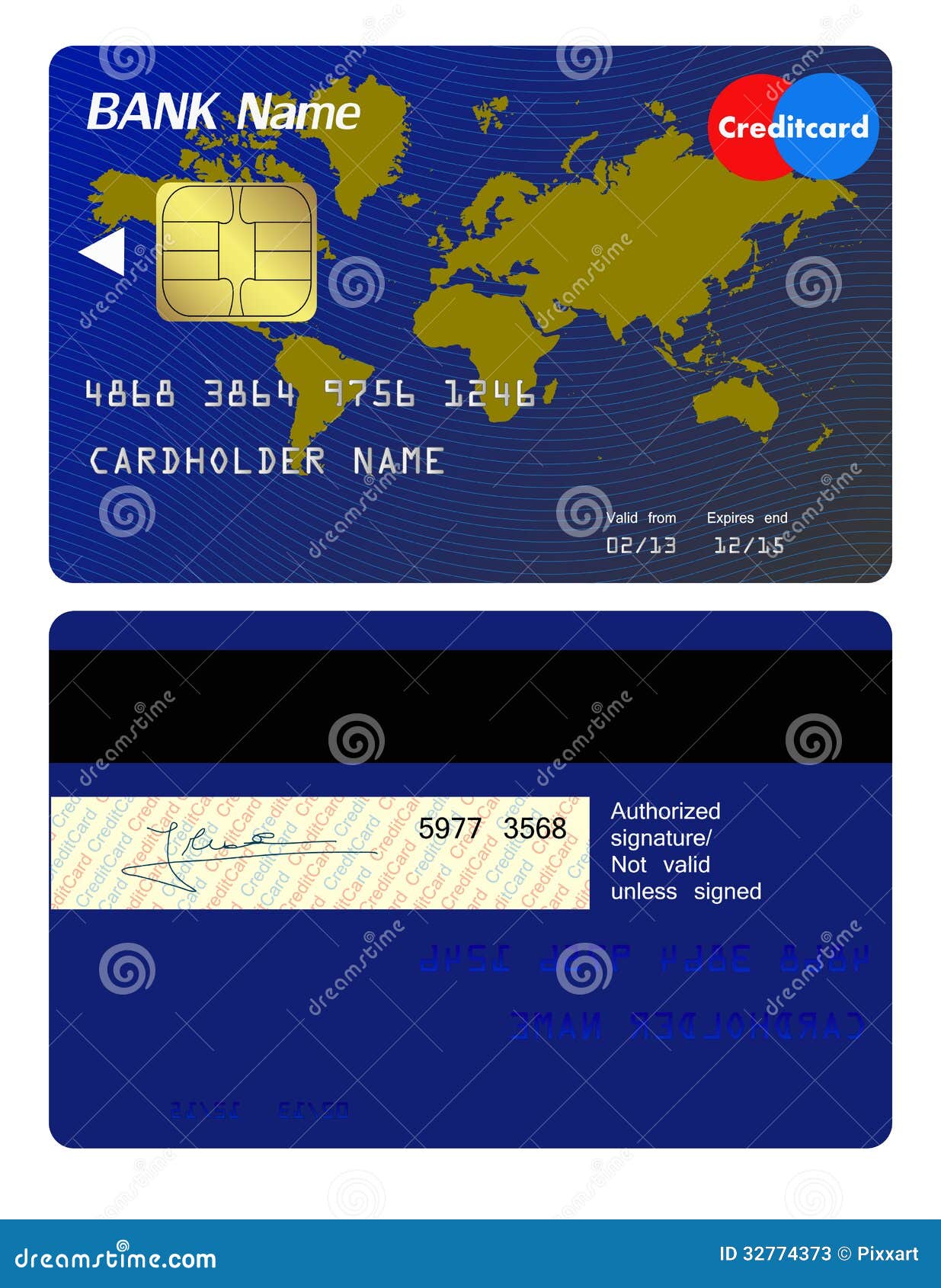 Front And Back Of Credit Card Stock Vector - Illustration of graphic, illustration: 32774373