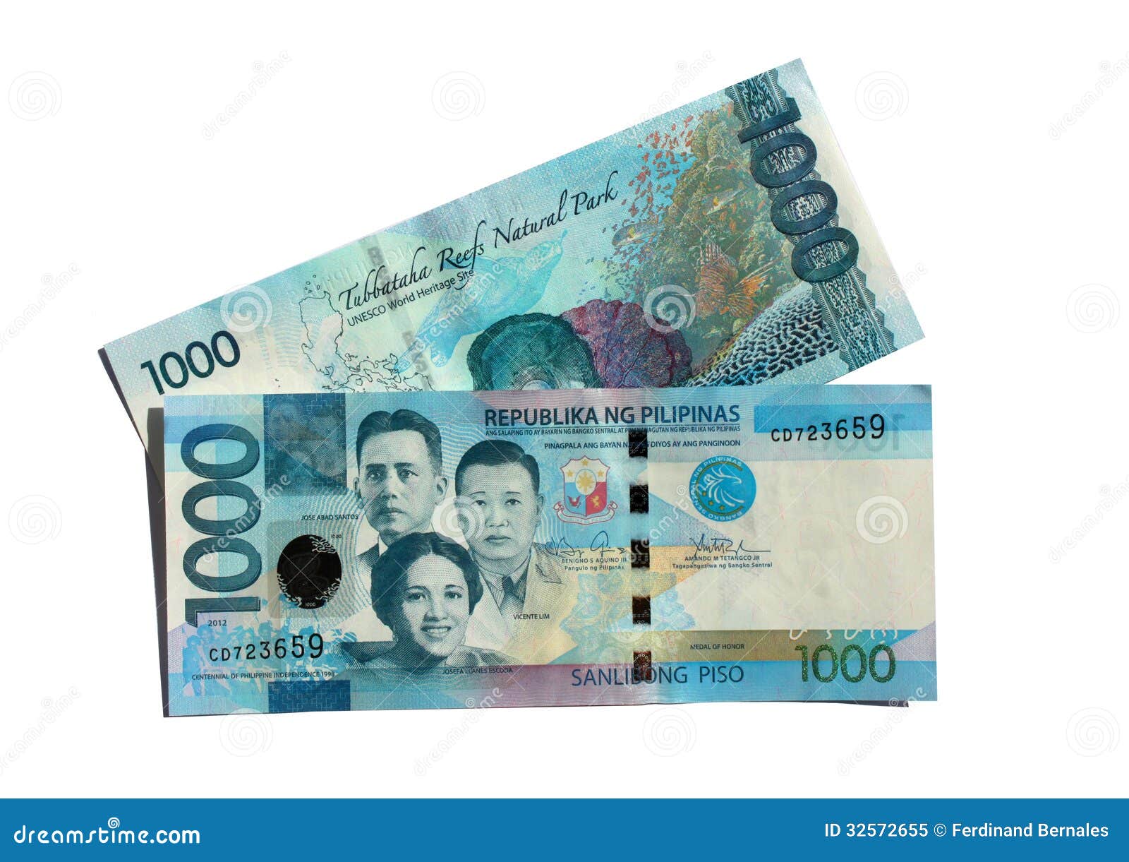 front & back 1000 peso bills