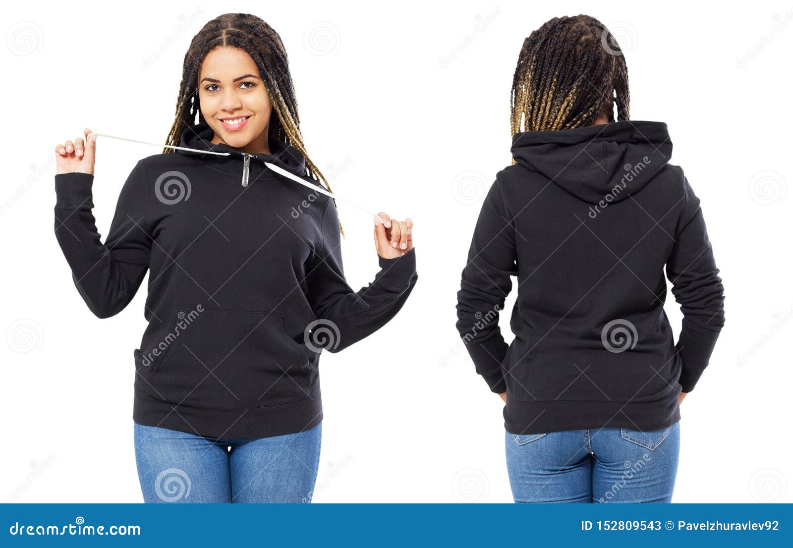 Download Front Back And Rear Black Sweatshirt View. Beautiful Black ...