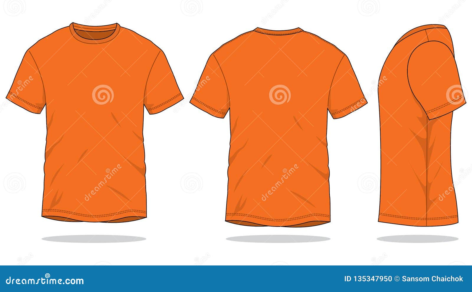 Orange Short Sleeve T Shirt Template Vector On White Background Stock orange-short-sleeve-t-shirt-template-vector-on-white-background-stock