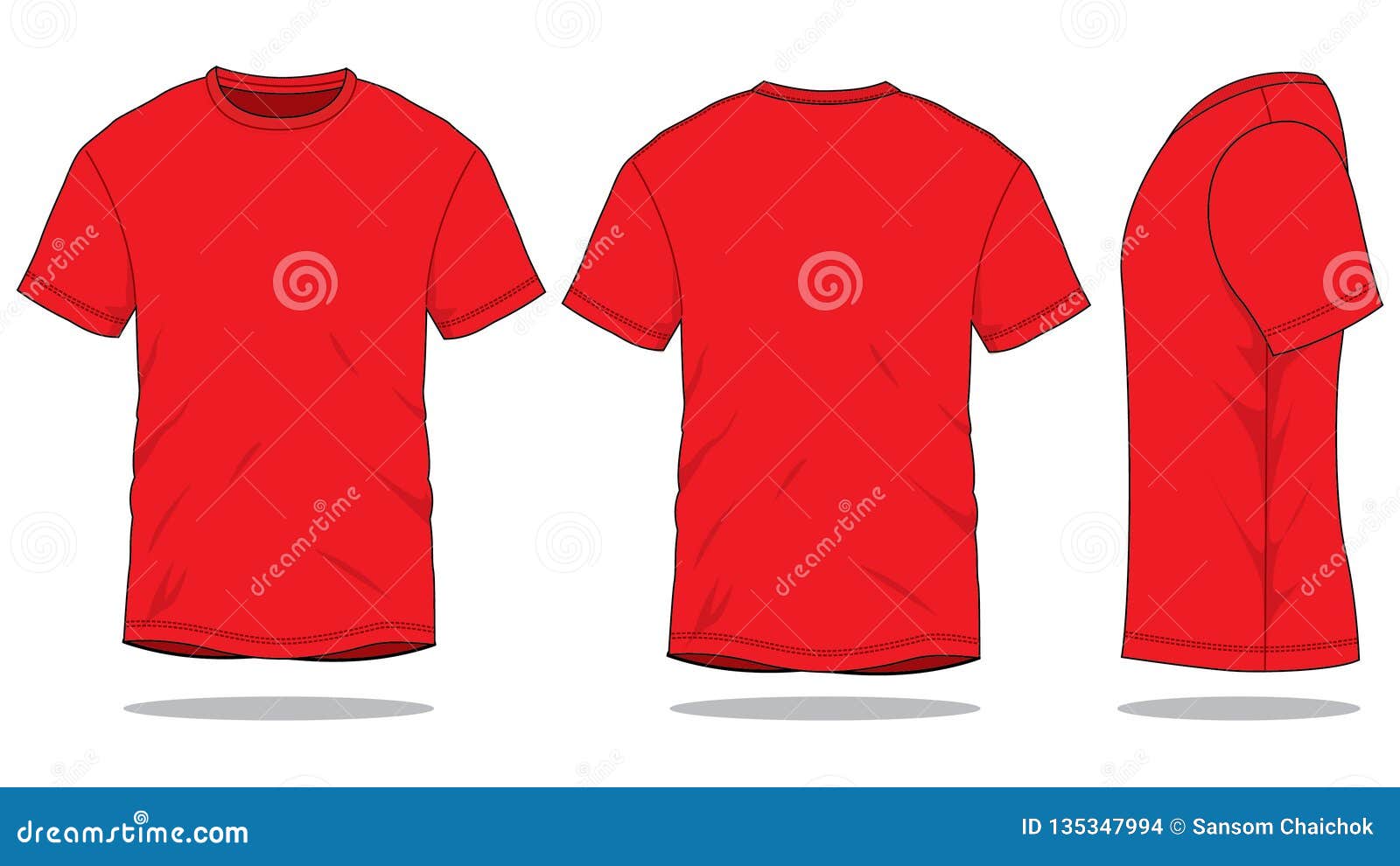 Red Short Sleeve T Shirt Template Vector on White Background Stock