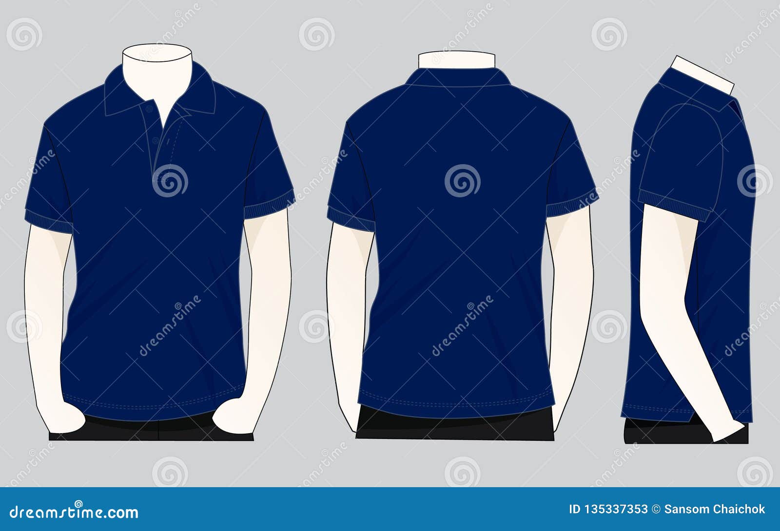 Men S Navy Blue Short Sleeves Polo Shirt Template Vector Stock ...