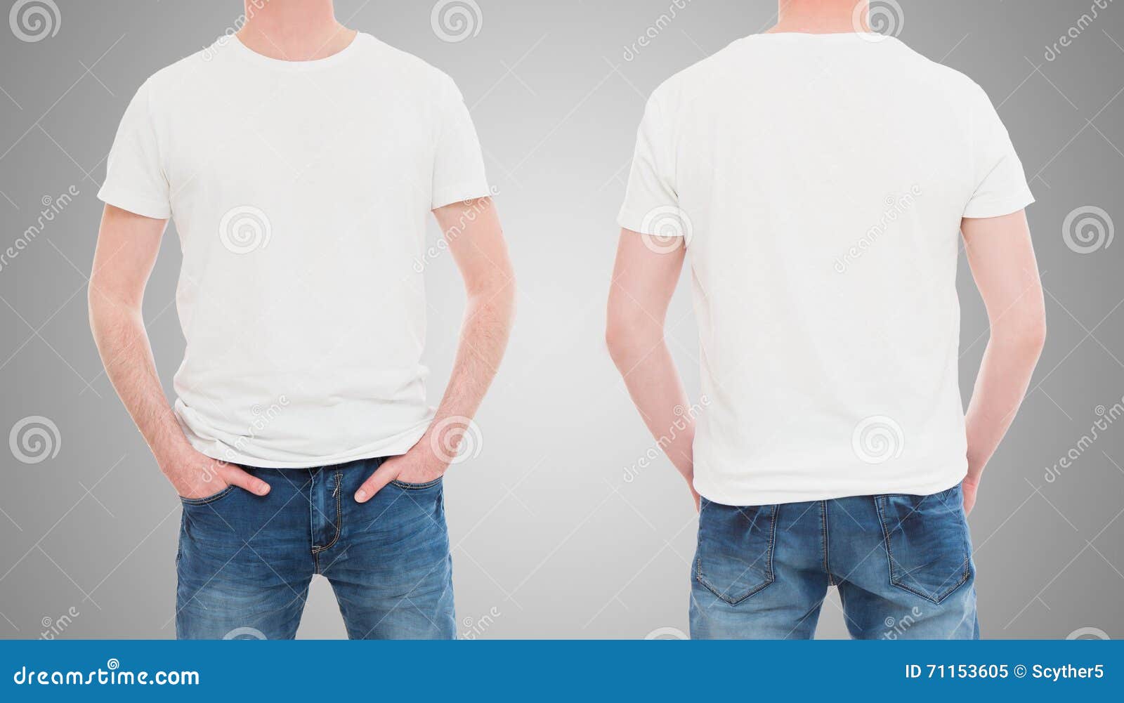 Front and Back View Tshirt Template. Stock Image - Image of chest ...