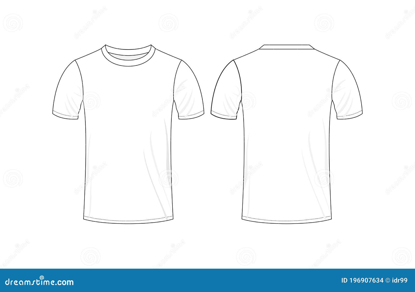 Front and Back View White T-shirt Template Design Vector Stock ...