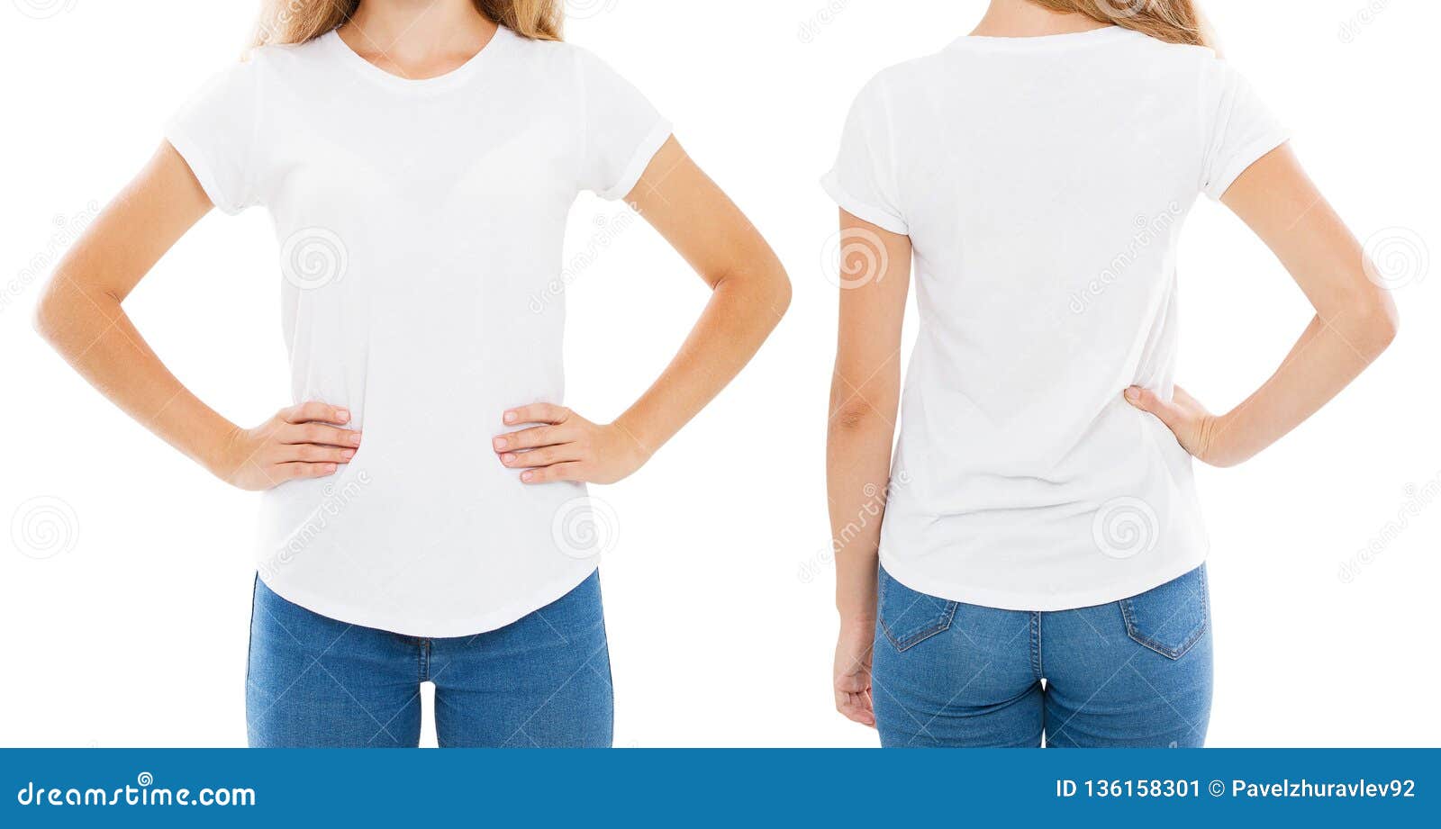 Download Front Back Views Woman T-shirt On White, Women Tshirt,girl ...