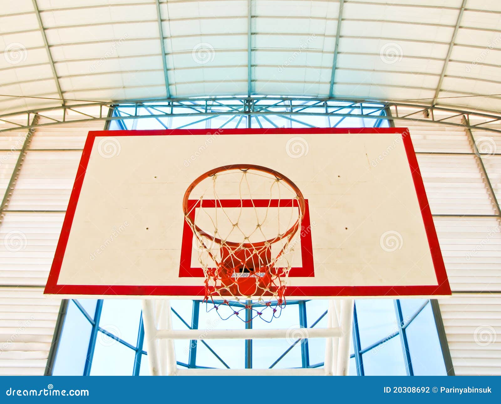 Front of Basketball Hoop in Stadium Stock Photo Image of background