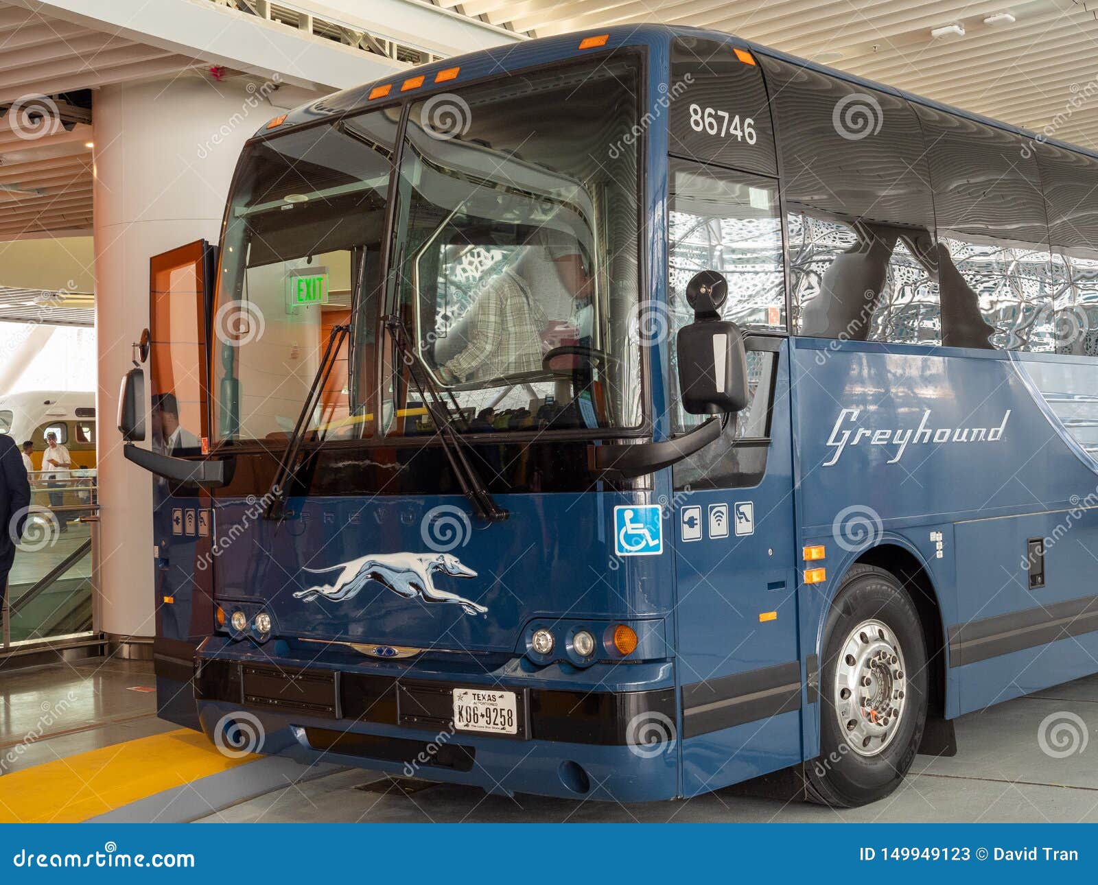 Front of Blue Greyhound Intercity Bus Service Editorial Stock Photo