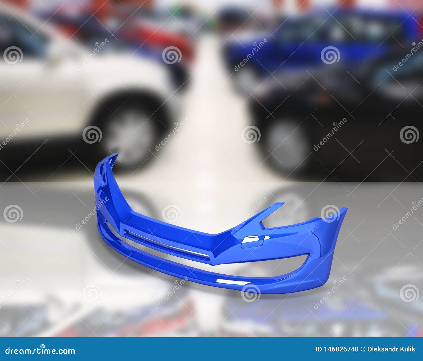 front bumper of the car on ÃÂ°uto shop background 3d