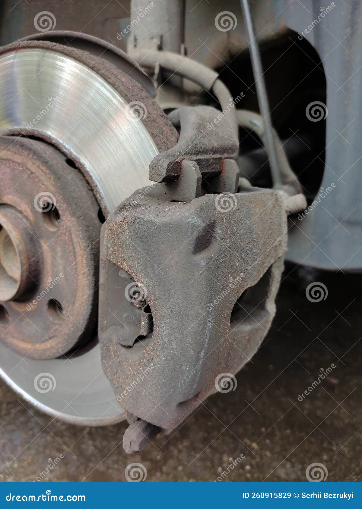 Front Car Disc and Brake Pad Closeup Stock Image Image of tool