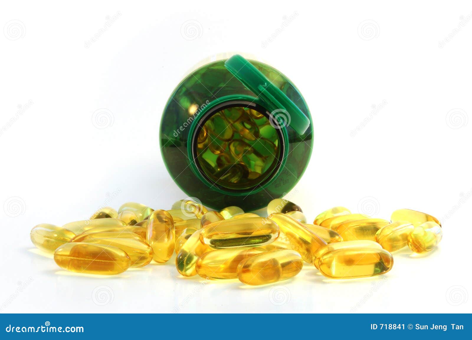 front close up of fish oil caplet