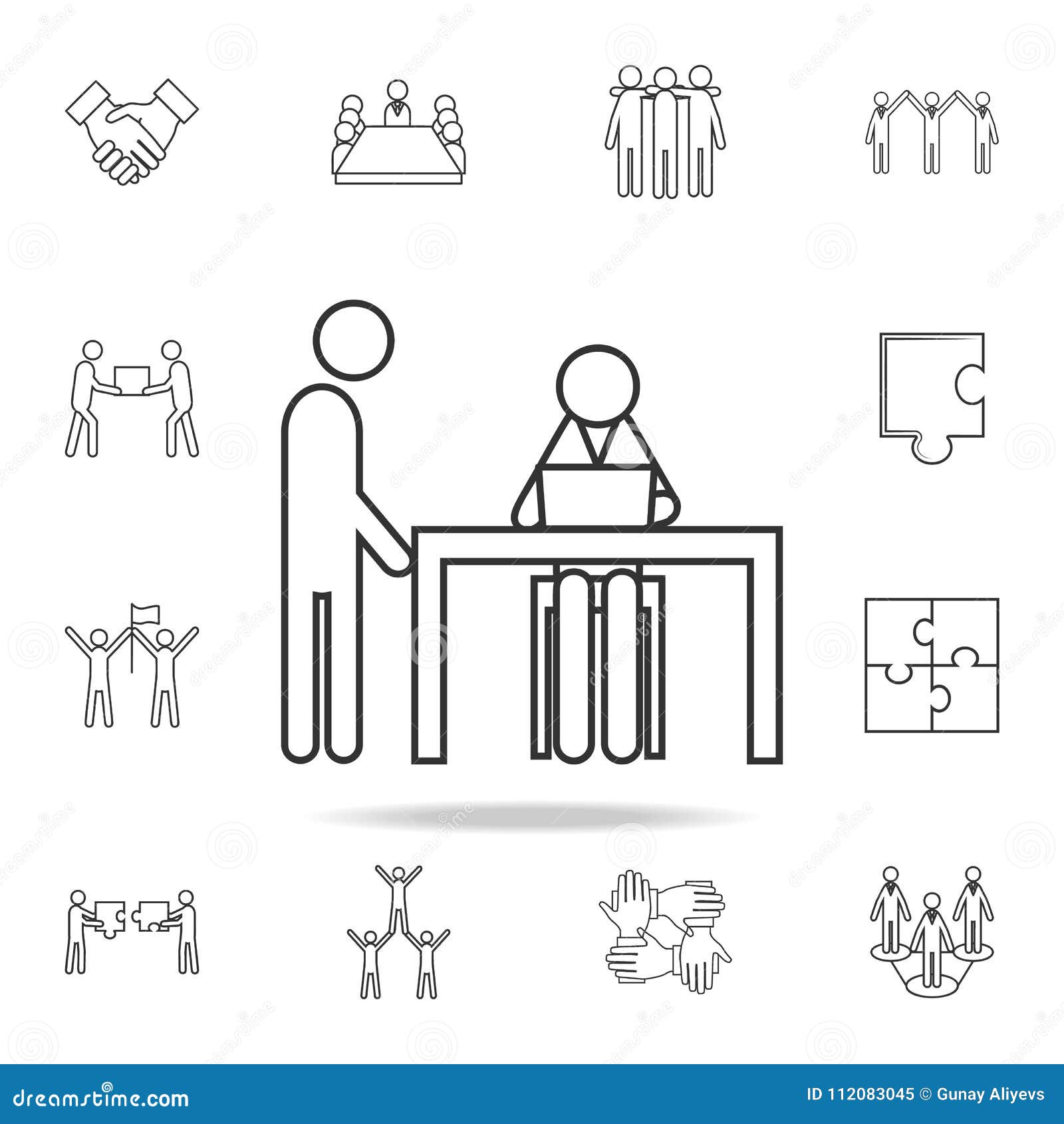 Front Desk Line Icon Detailed Set Of Team Work Outline Icons