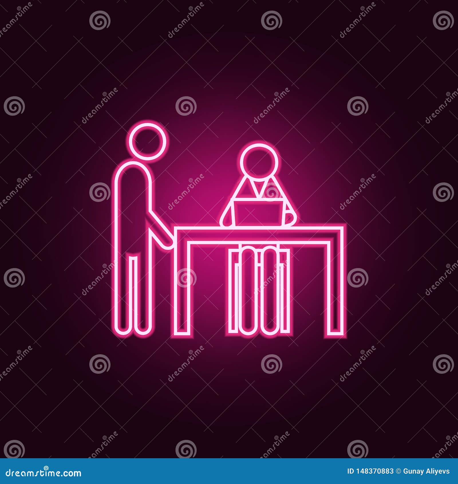 Front Desk Neon Icon Elements Of Team Work Set Simple Icon For