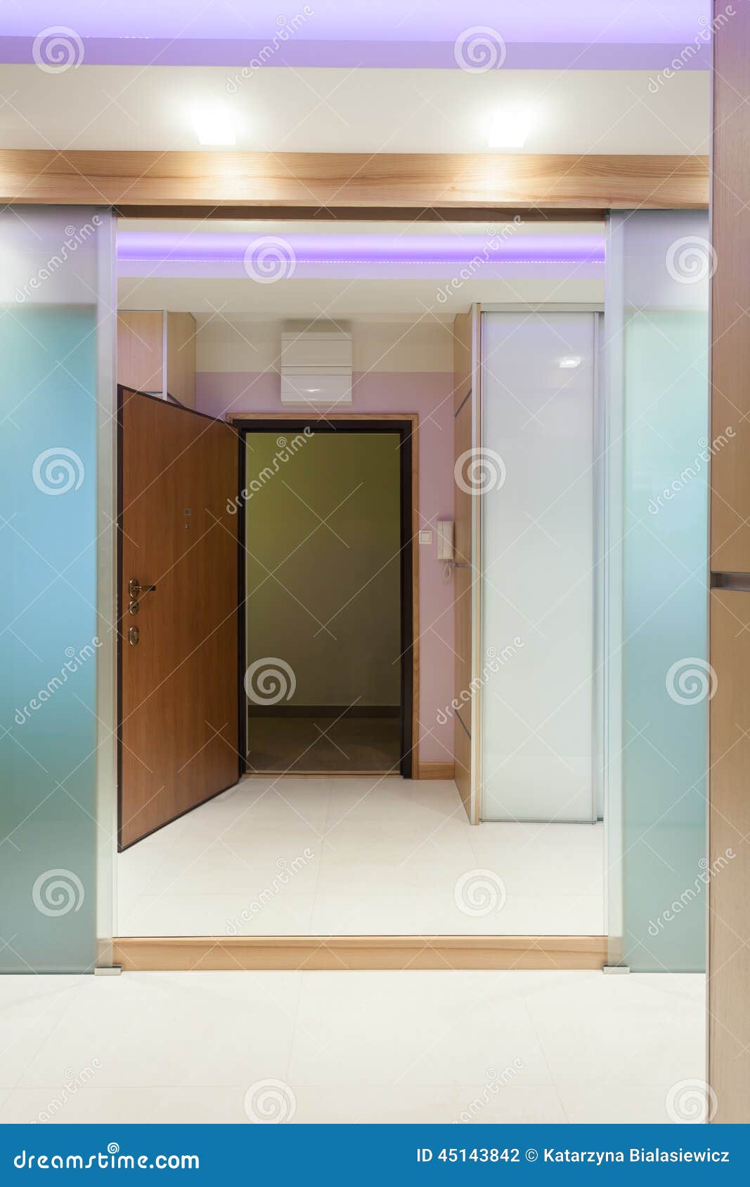 Front Door Reflection in Hall Mirror Stock Photo Image of flat, glass