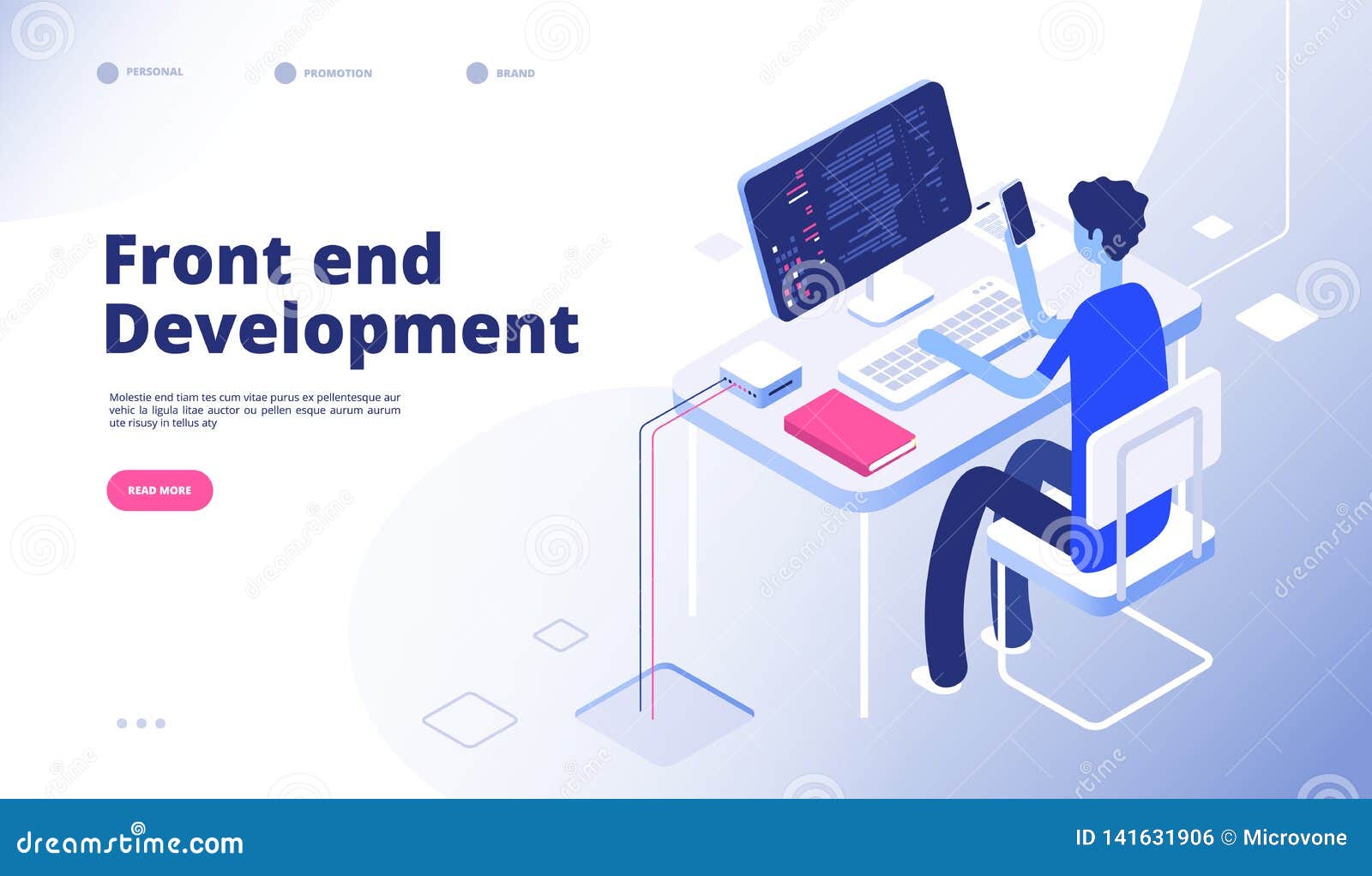 Front End Development. Developer Programmer Person Develop Computer ...