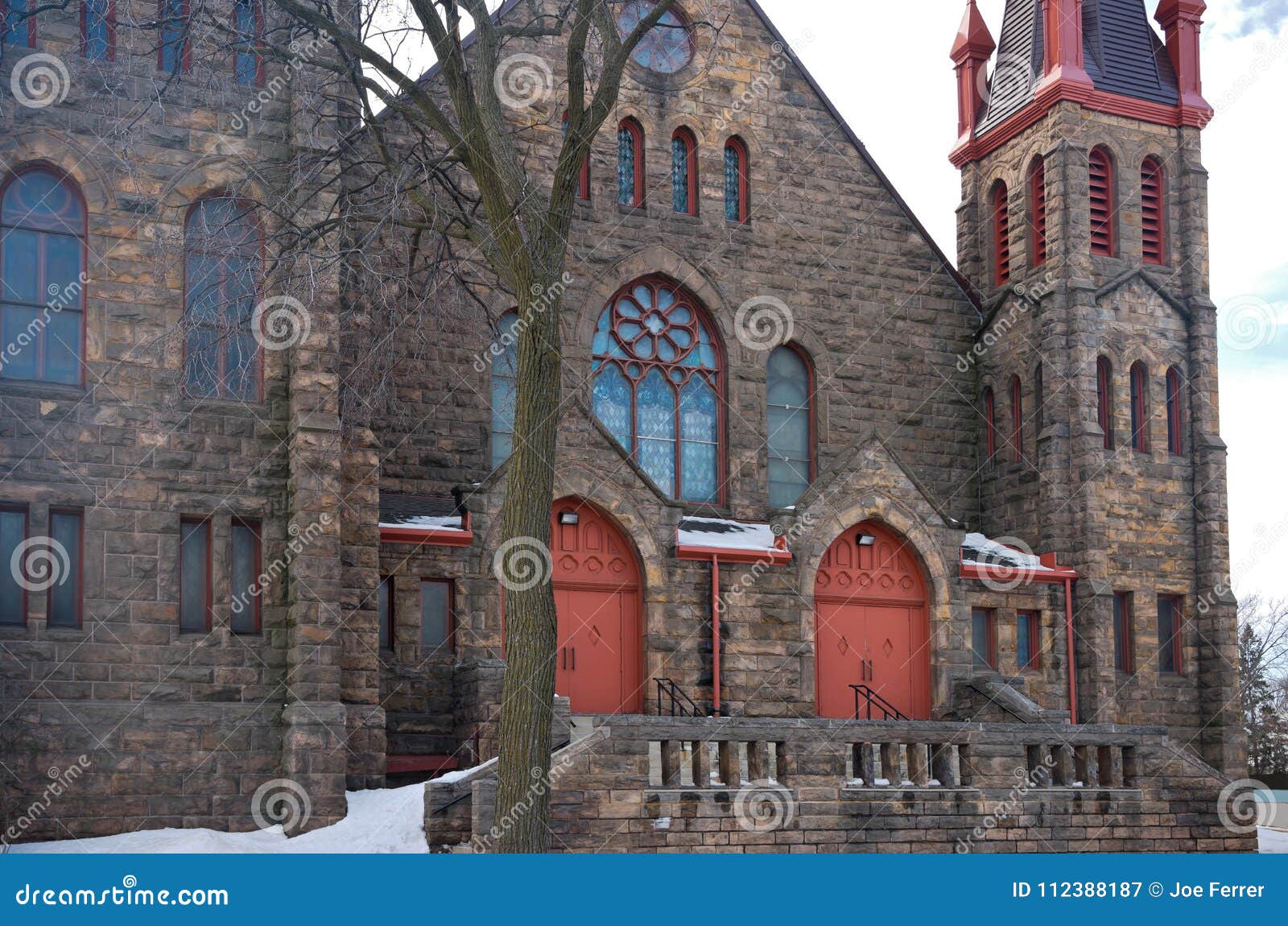 Front Entrance Of Landmark Church In Minneapolis Stock Image - Image of