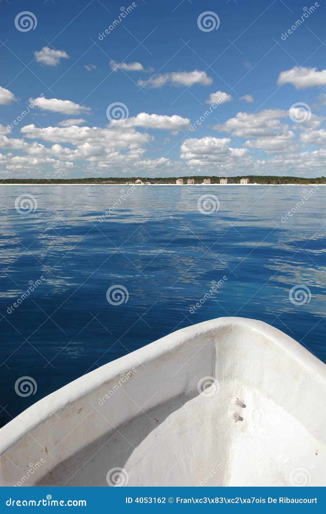 Front of Fishing Boat on Water Stock Photo Image of small, clouds