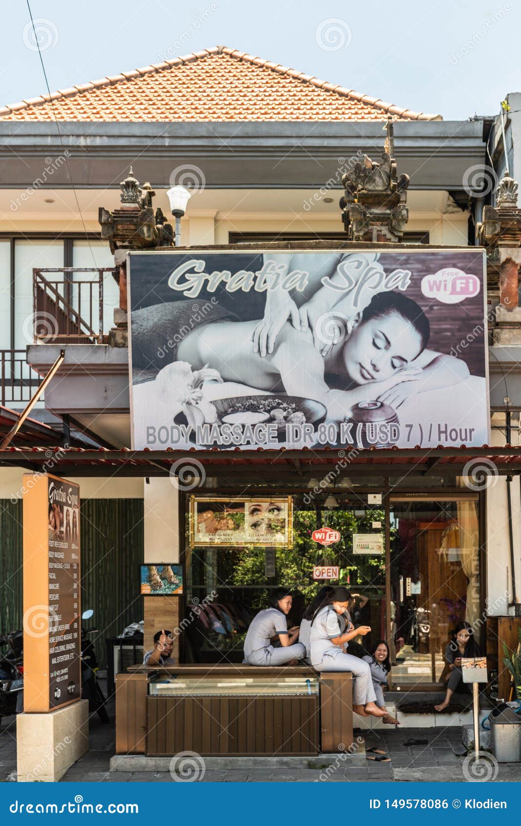 Front of Gratia Spa and Massage Parlor, Ubud Bali Indonesia Editorial