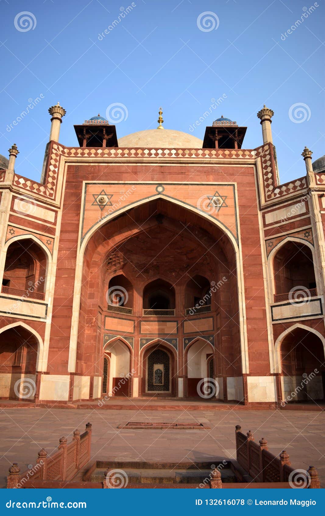 front of humayun`s tomb in the city of delhi