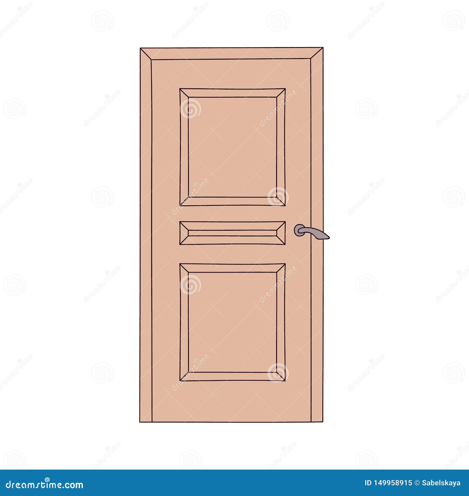 Front Or Inner House Door Vector Illustration Isolated On