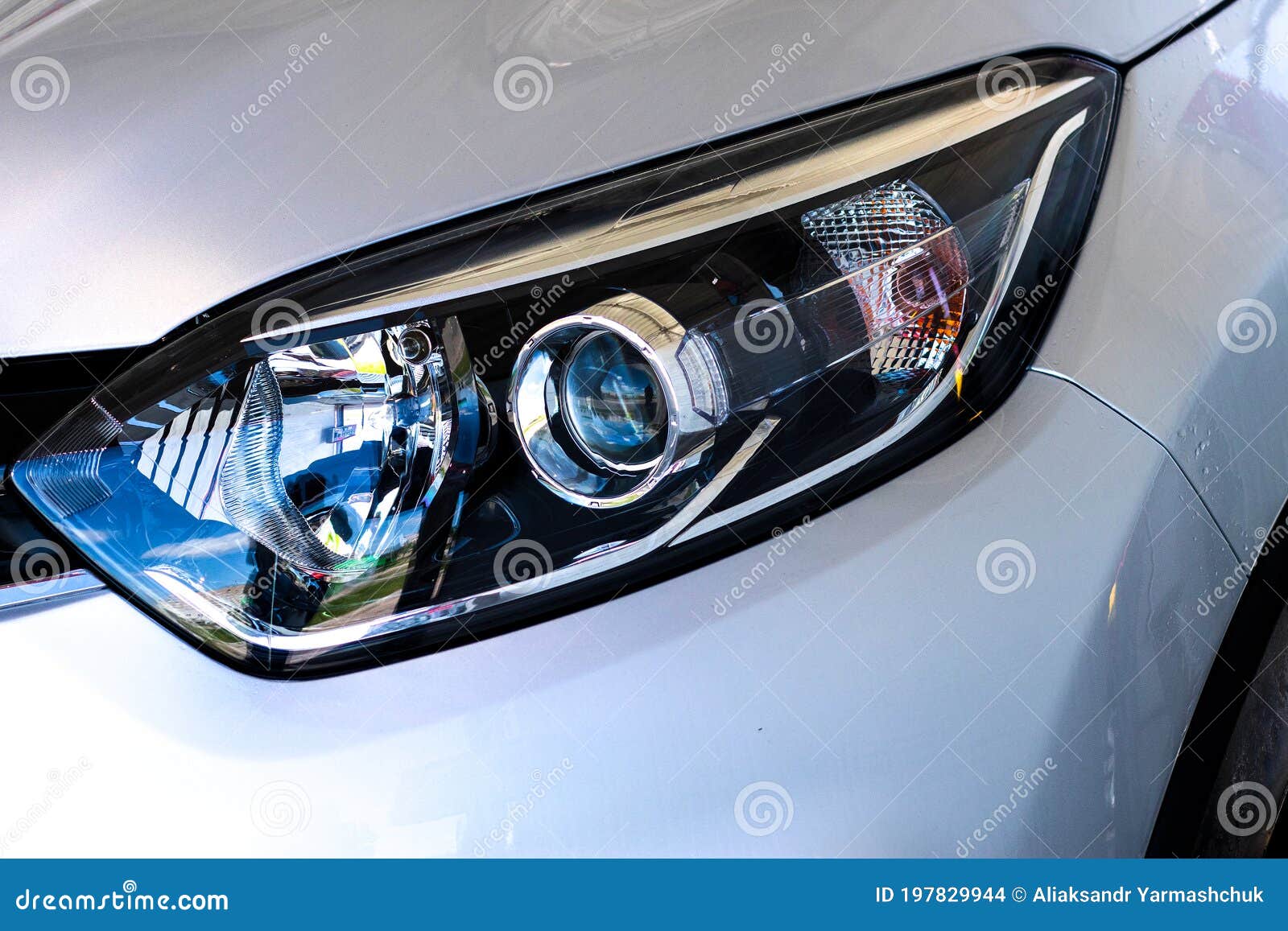 The Front Light of the Car. Modern Halogen Lighting Stock Photo Image