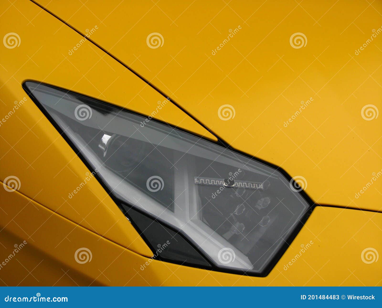 Front Light of a Modern Yellow Car Stock Image Image of background