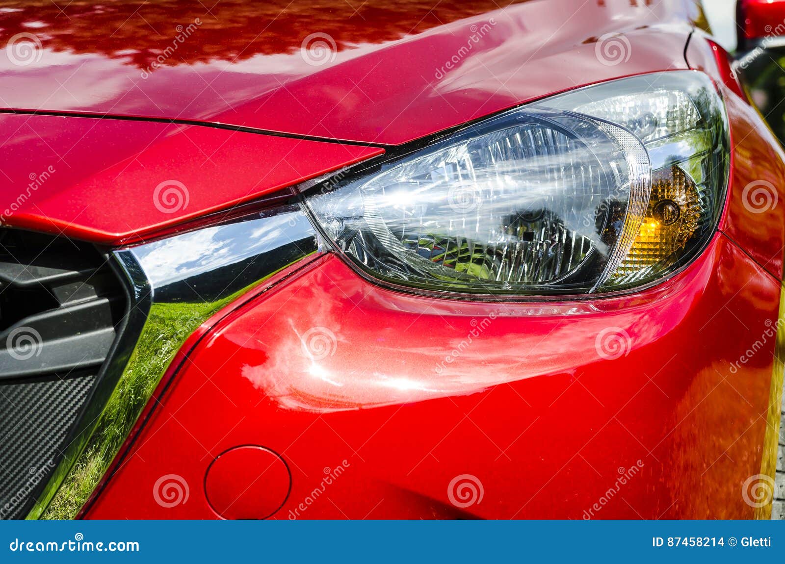 Front light of red 0car stock photo. Image of design 87458214