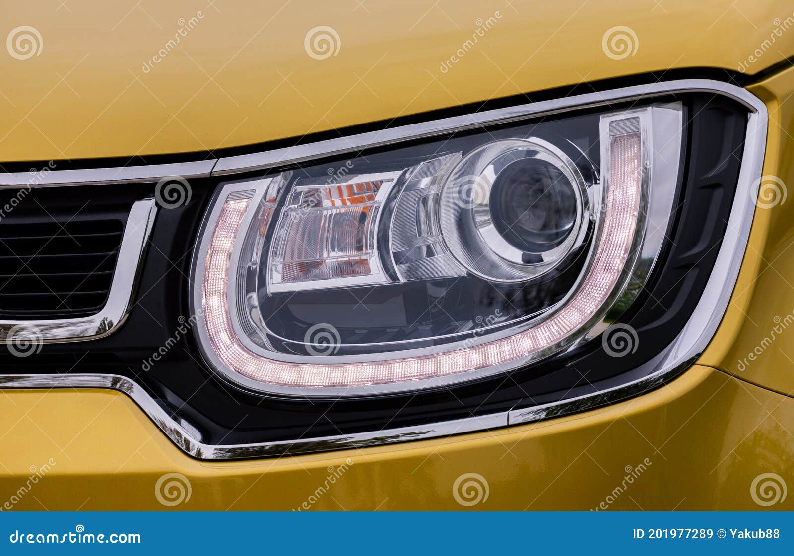 Front light of a car stock image. Image of yellow, headlight 201977289