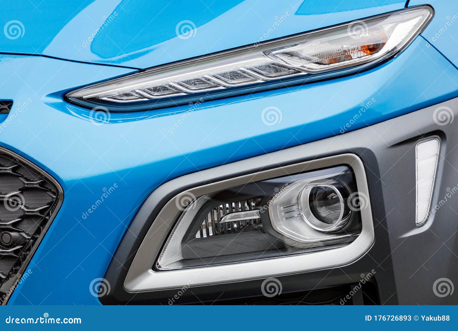 Front lights of a car stock image. Image of modern, closeup 176726893
