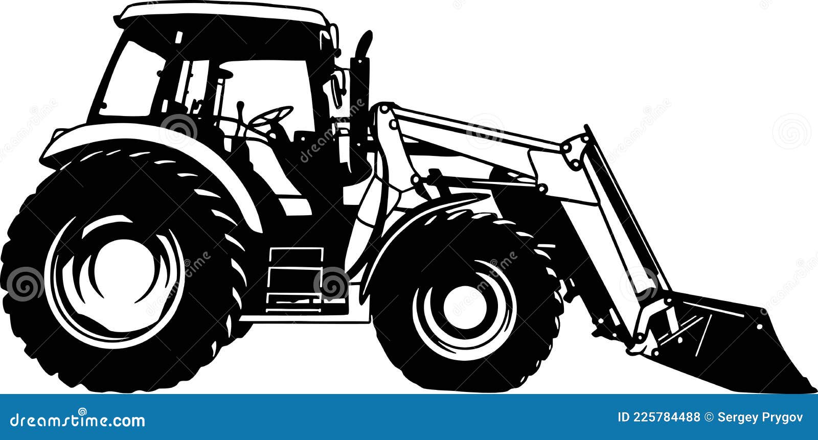 Front Loader Farm Tractor, Farming Vehicle Farming Vehicle Stencil
