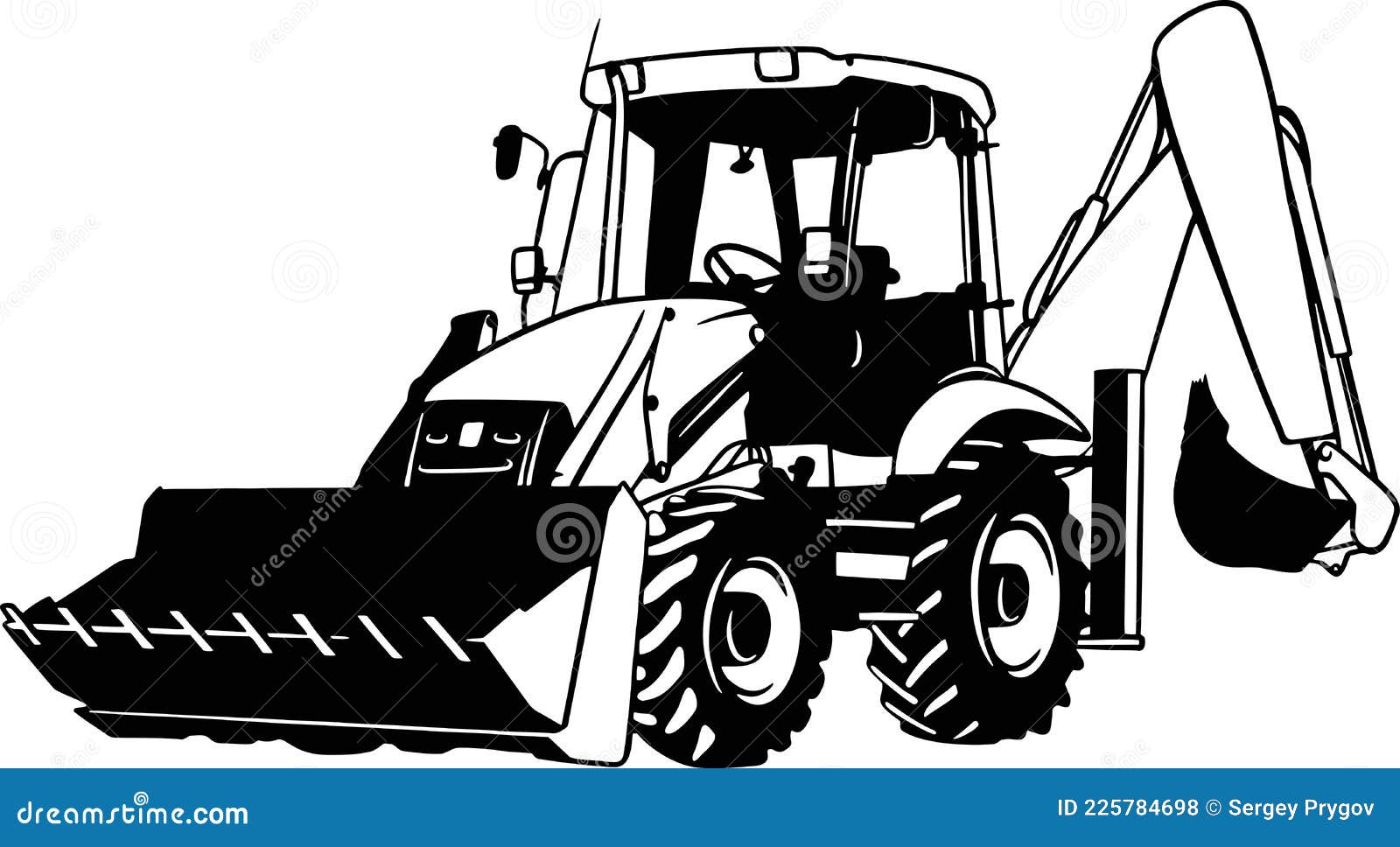 Front Loader Farm Tractor, Farming Vehicle Farming Vehicle Stencil