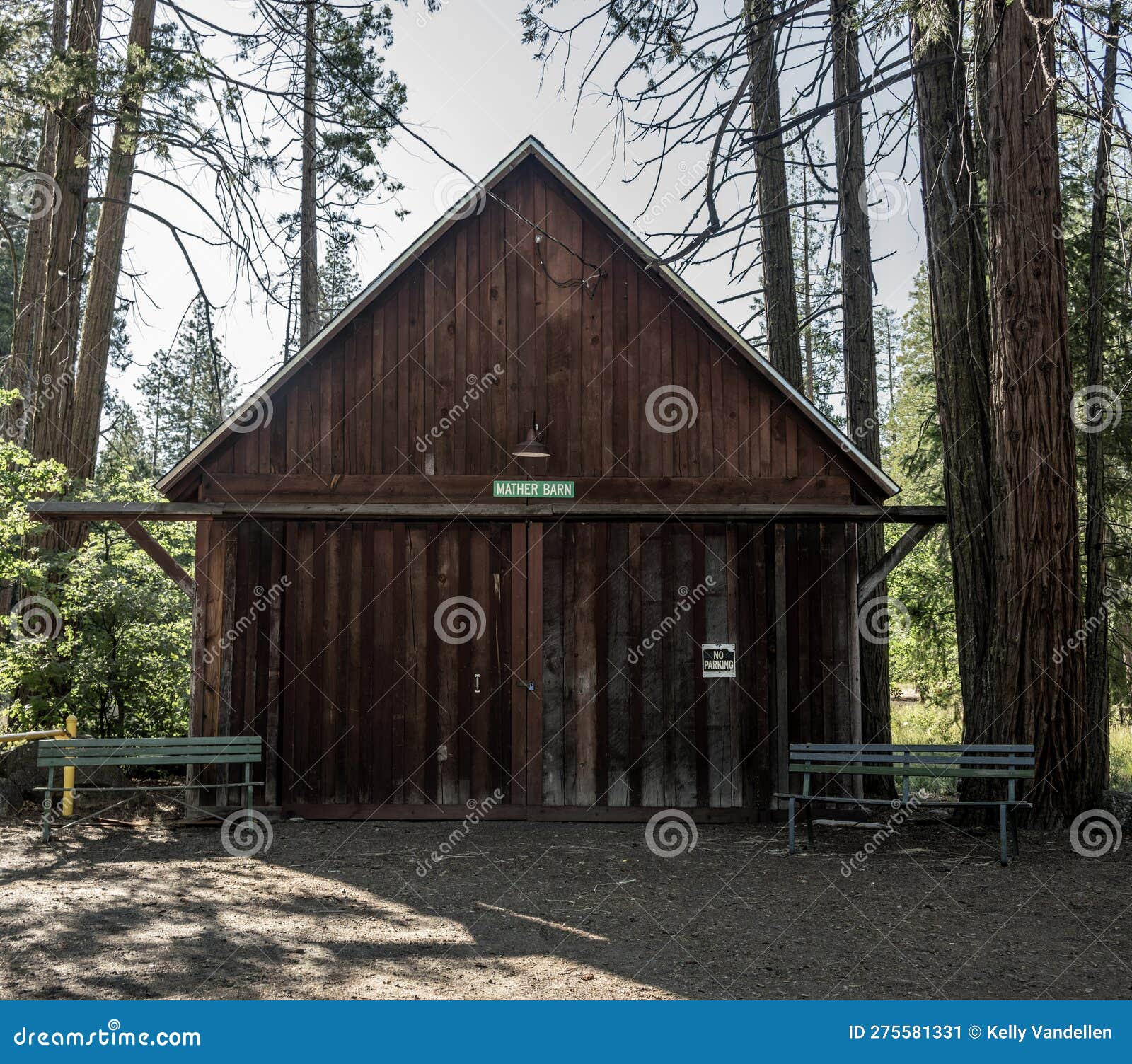 Front of Mather Barn and Benches Near Hetch Hetchy Stock Image Image
