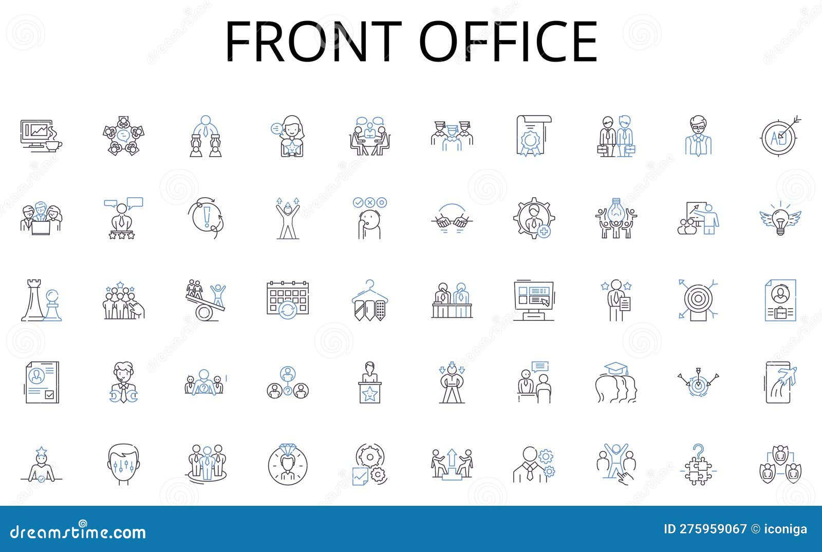 front office line icons collection. soundscapes, music, sonic, aural, audiovisual, noise, sensory  and linear