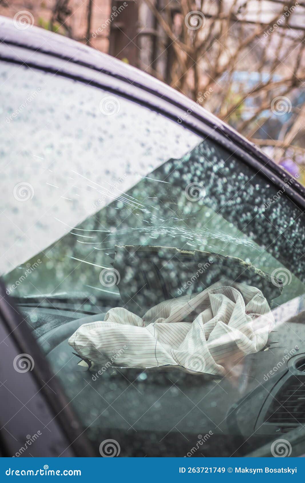 The Front Passenger Airbag Went Off. Broken Car Stock Image Image of