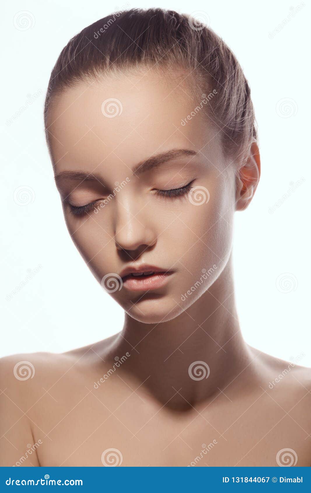 Front Portrait of Beautiful Face with Beautiful Closed Eyes - Isolated ...
