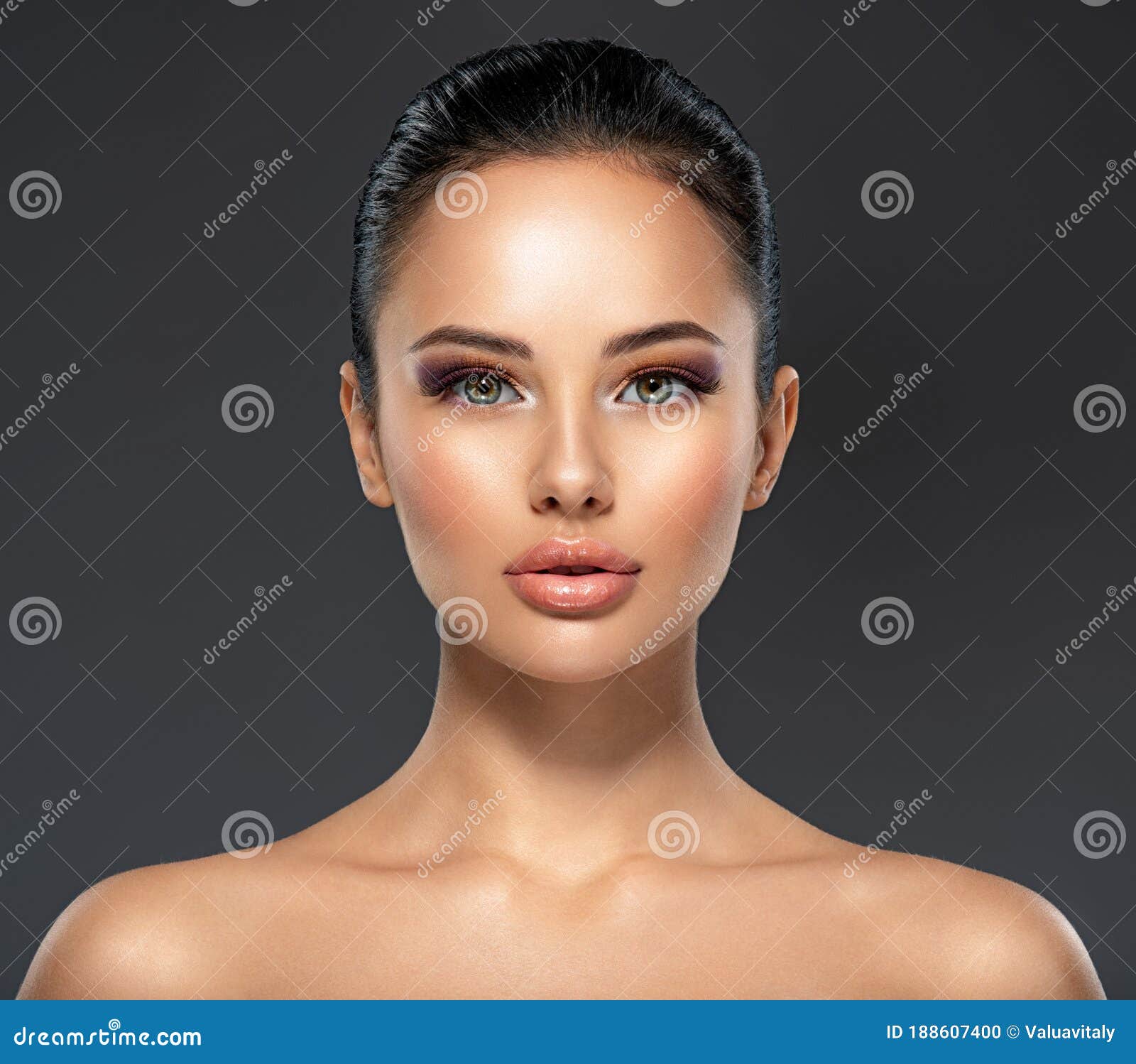 Front Portrait of the Woman with Beauty Face - Isolated. Beauty Face of