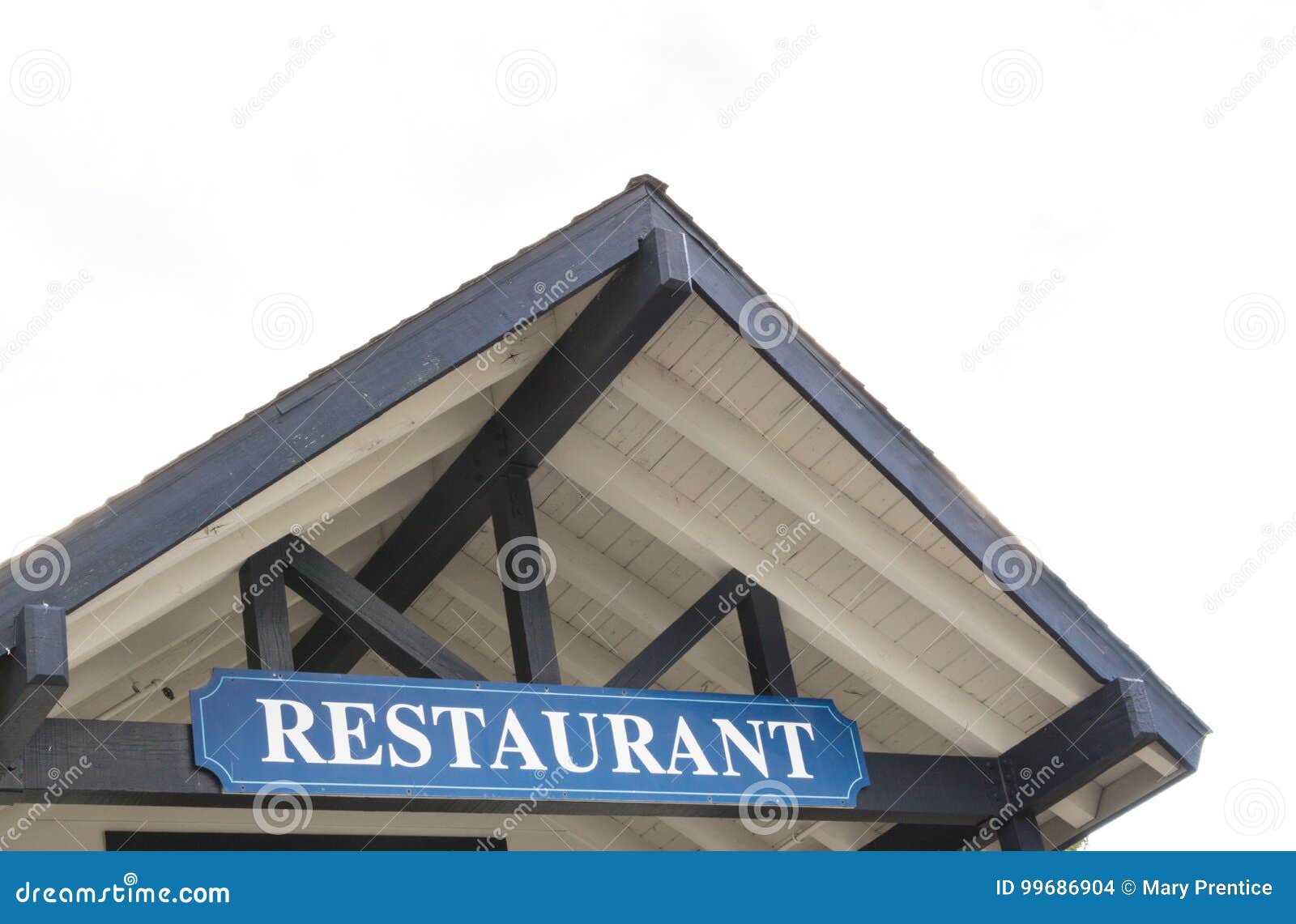 Front Of Rustic Style Restaurant Resturant Sign Stock Photo