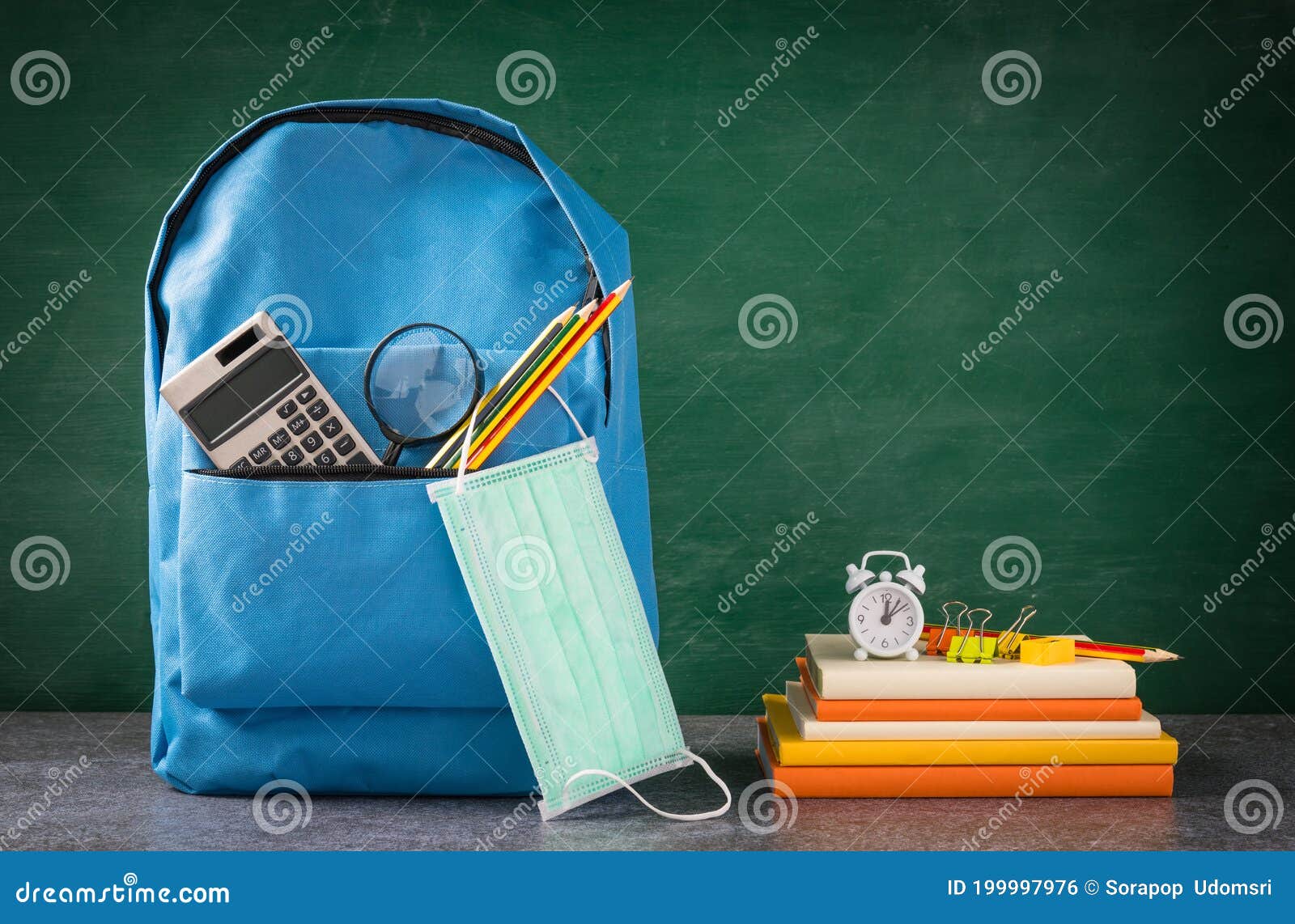 Front School Backpack and Accessories with Face Mask Protect Stock