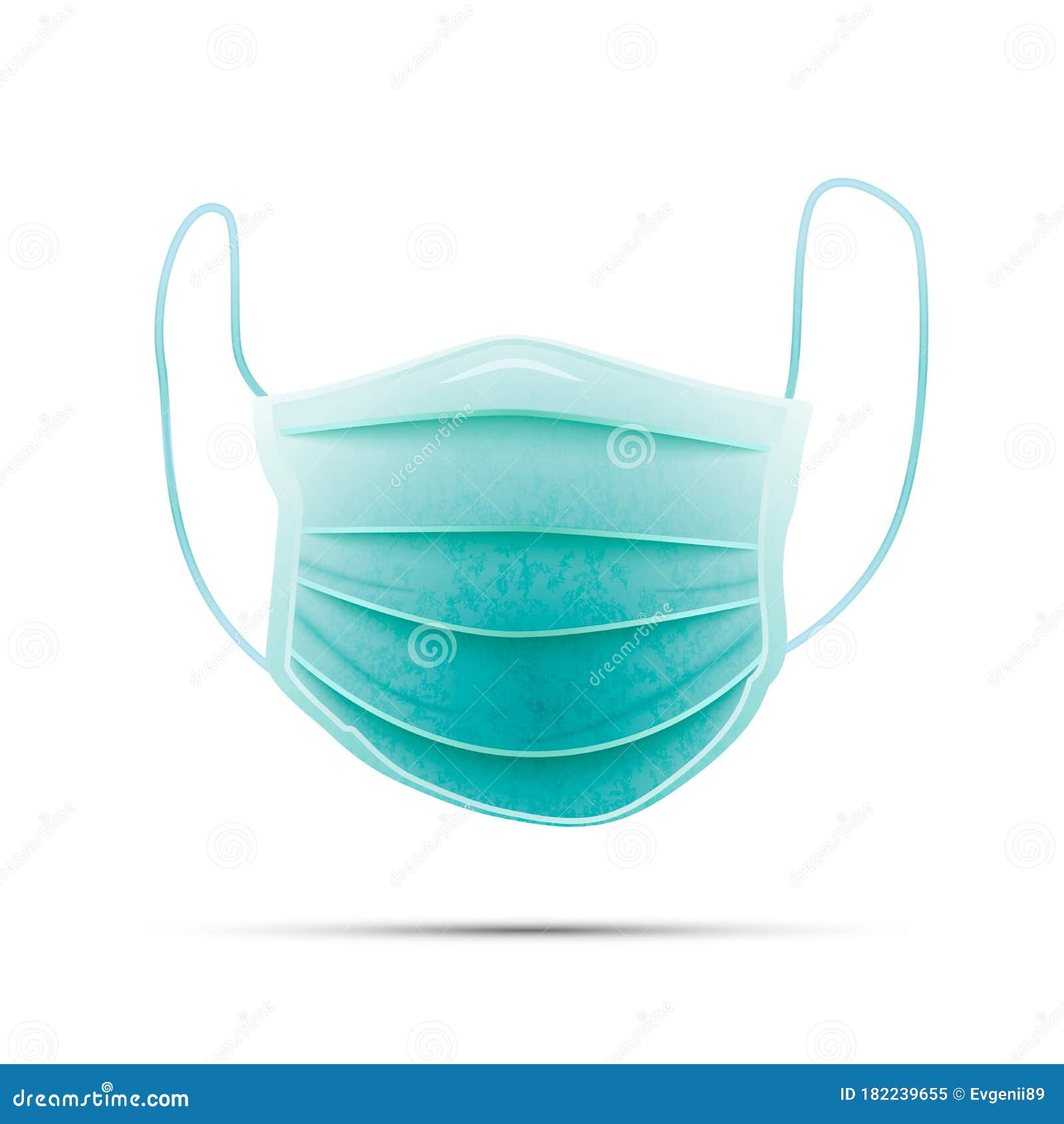 Front Side of Realistic Green Medical Face Mask on White Stock Vector