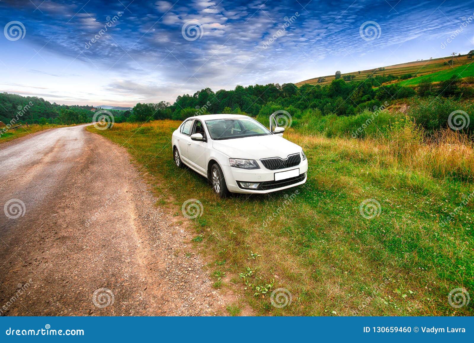 Front-side View of a Car on Nature Background Stock Photo - Image of motor,  highway: 130659460