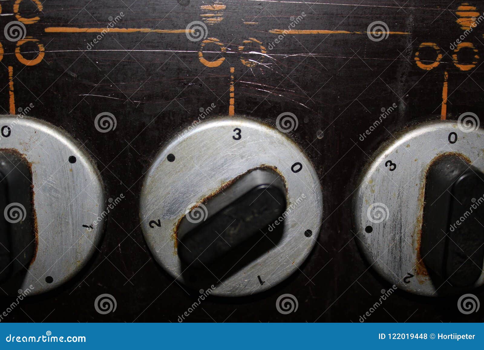 The Front of the Stove with a Potentiometer Stock Photo Image of dark