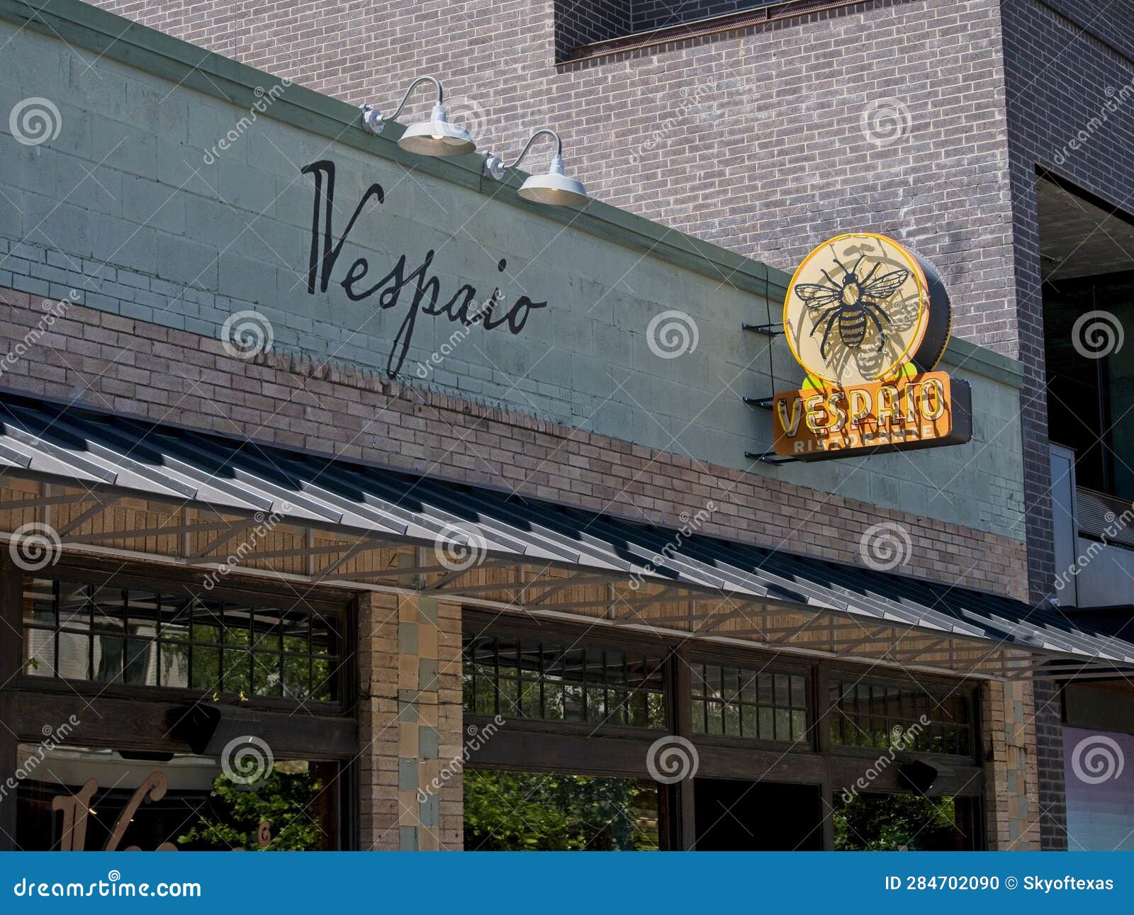 The Front of Vespaio Italian Restaurant in Austin, Texas Editorial