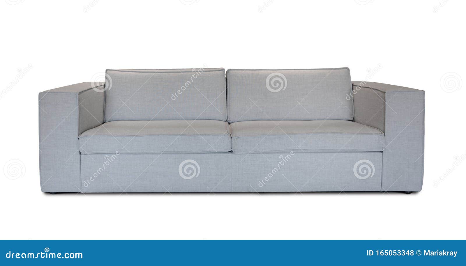 Grey Modern Sofa Isolated on White Background. Studio Shoot Stock Photo