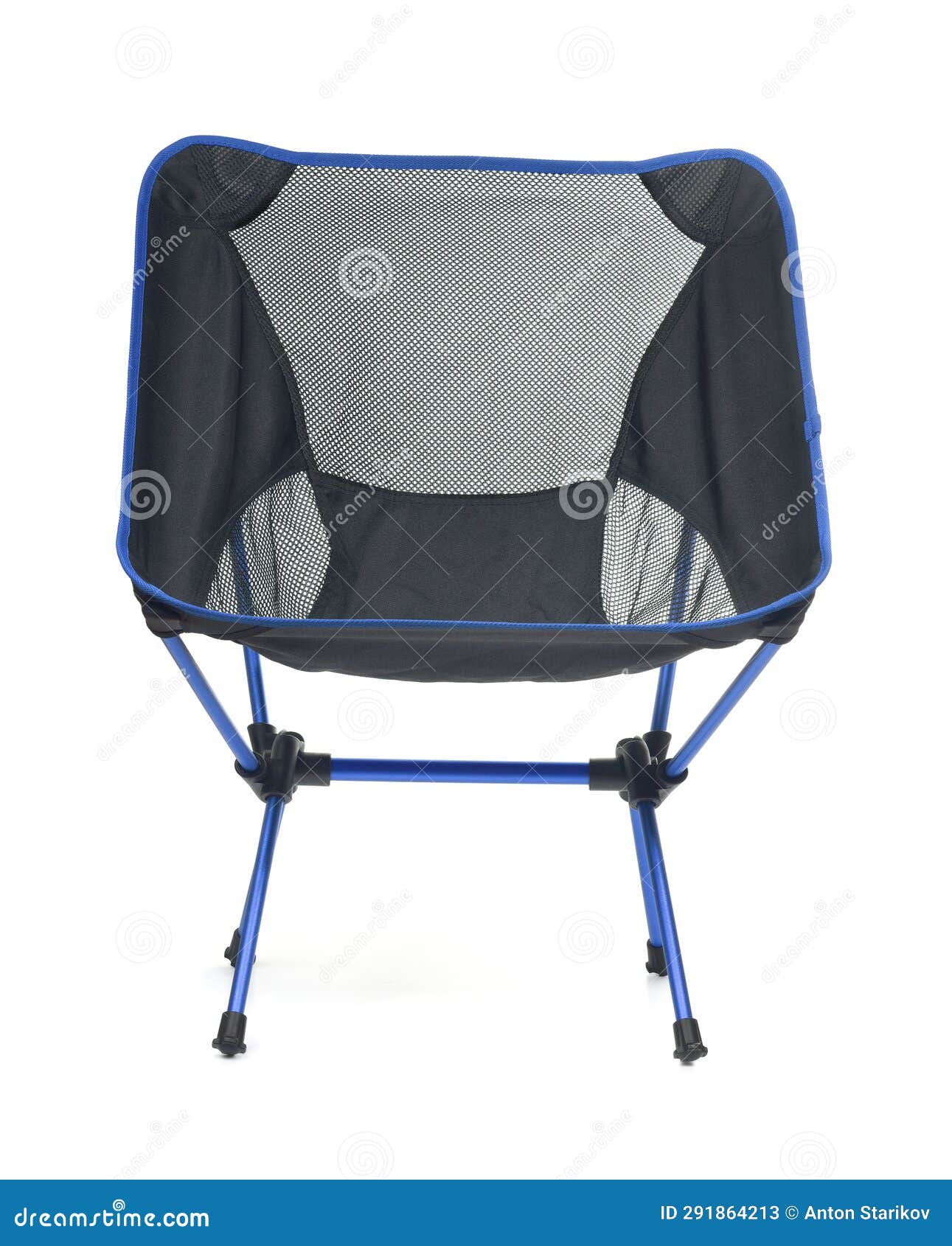 Front View of Blue Camping Folding Chair Stock Image Image of summer