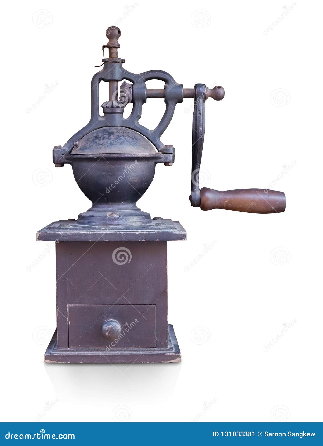 Front View Chocolate Grinder Coffee on White Background,copy Spa Stock