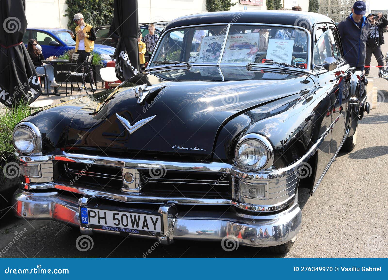 Front view Chrysler parked at Retro and Electro Parade Ploiesti