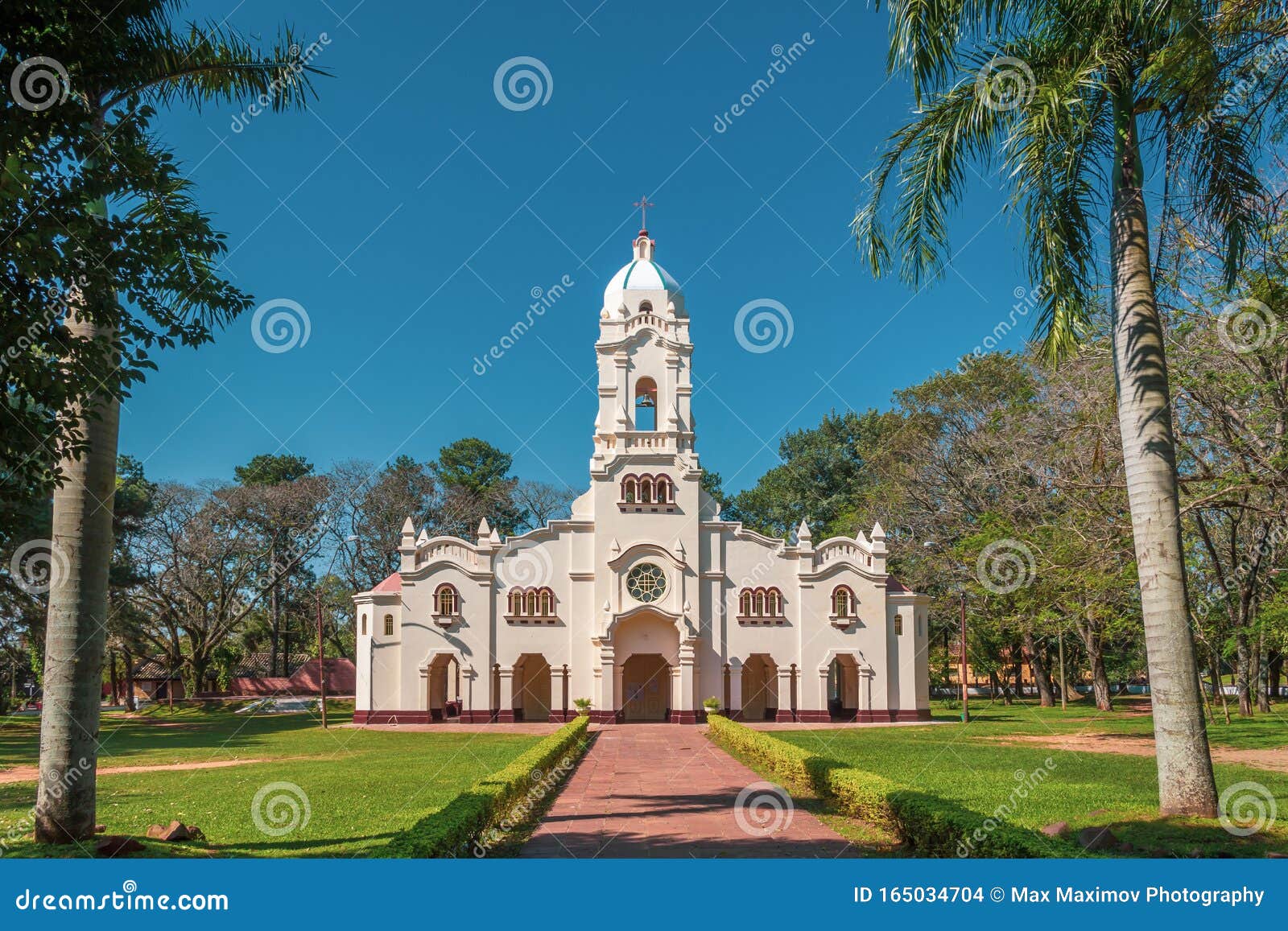 san ignacio guazu, misiones, paraguay - front view of the church in san ignacio guazu, misiones, paraguay