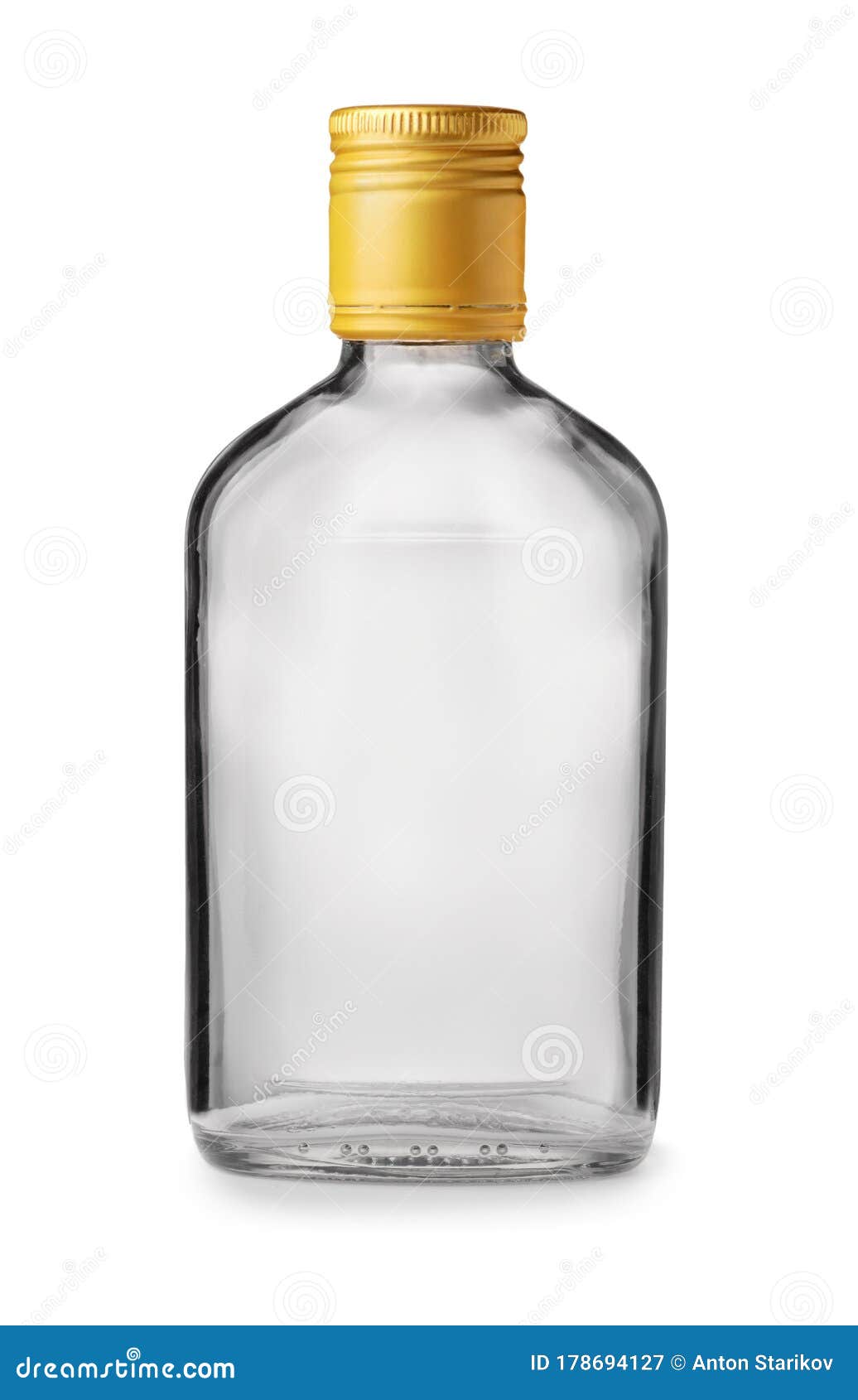 Download Front View Of Clear Glass Alcohol Flask Stock Image Image Of Bottle Mockup 178694127