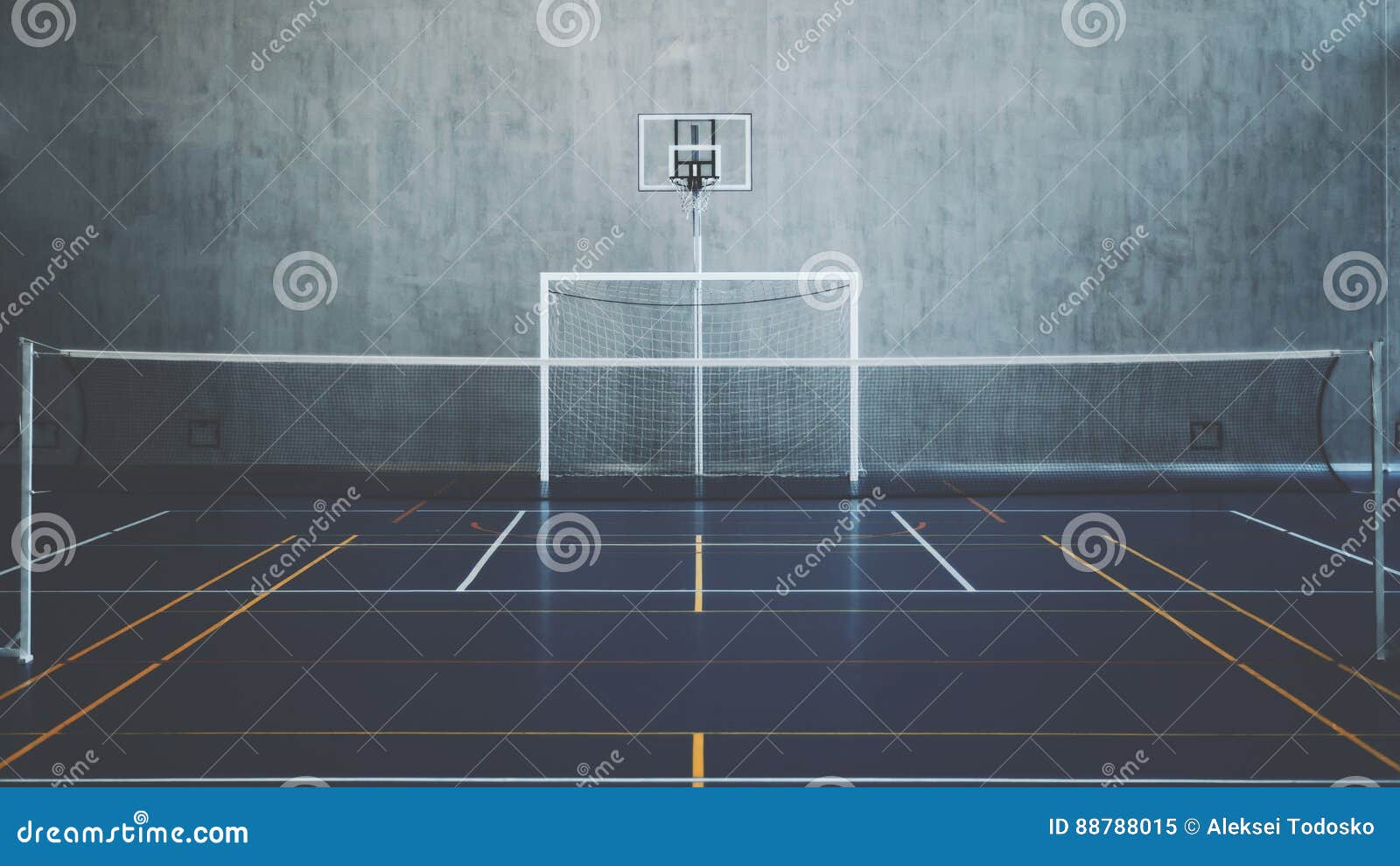 Front View of Court in Gymhall Stock Image - Image of competition ...