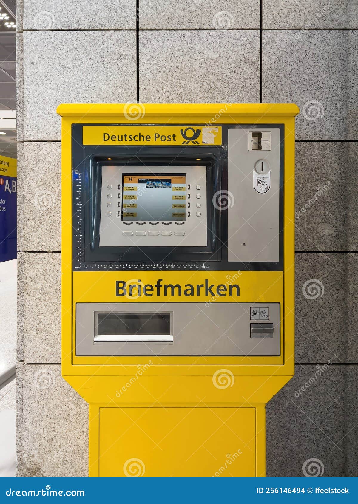 Front View of Deutsche Post Snaps Briefmarken Vending Machine with
